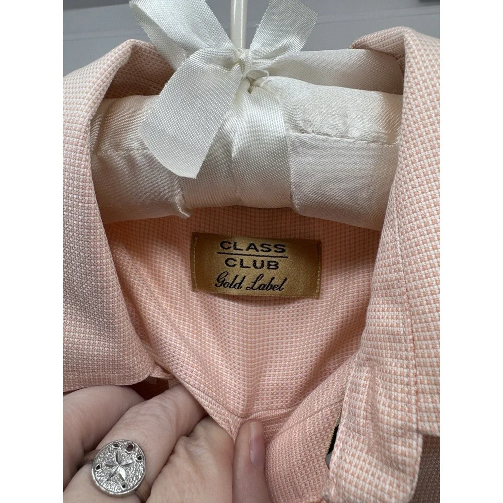 Class Club Gold Label Boys Dress Shirt Peach Button Front Long Sleeve Size 16
